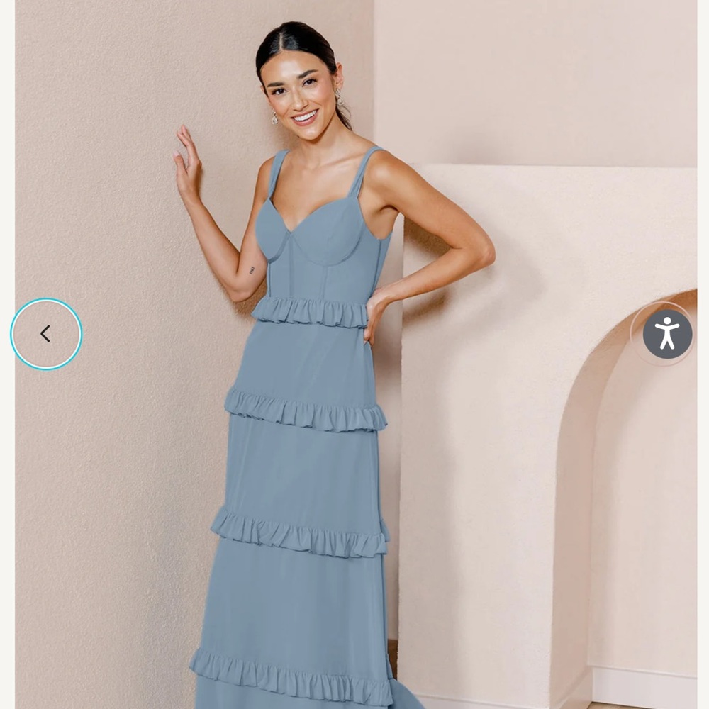 Revelry Sloane Chiffon French Blue Petite Maxi Dress. Originally $189.00. Size 4